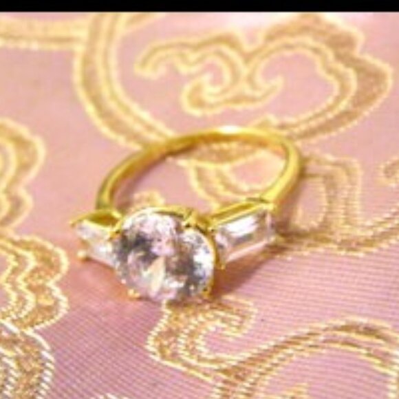 Absolute Round and Baguette Accent Engagement Ring Size 9 - Picture 4 of 5